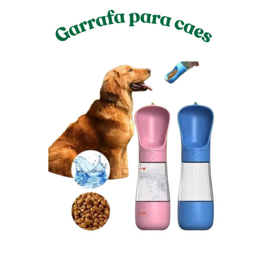 Garrafa pet bebedouro ração 2 em 1 Portátil para Cães e Gatos