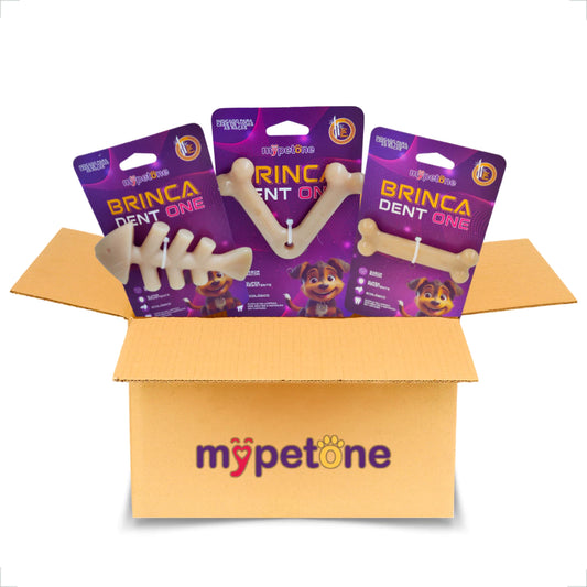 Kit 3 brinquedo cachorro Sabor Bacon MyPetOne | Brinquedo Dental Resistente